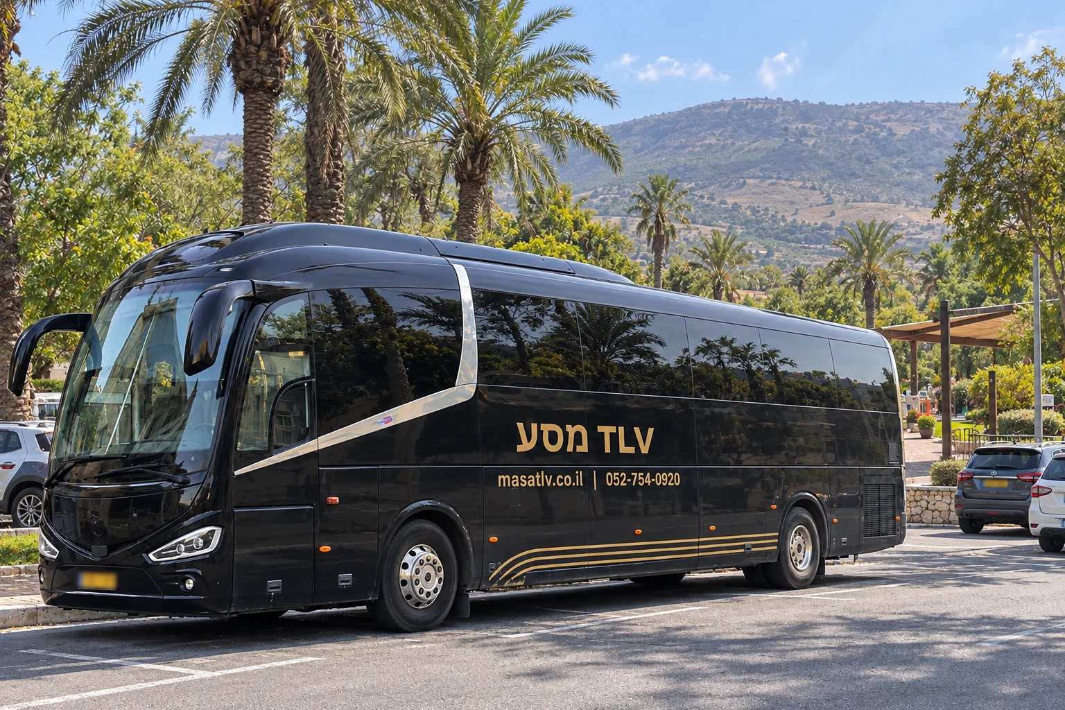 הדמיית אוטובוס מסע TLV שחור באזור בית שאן והסחנה